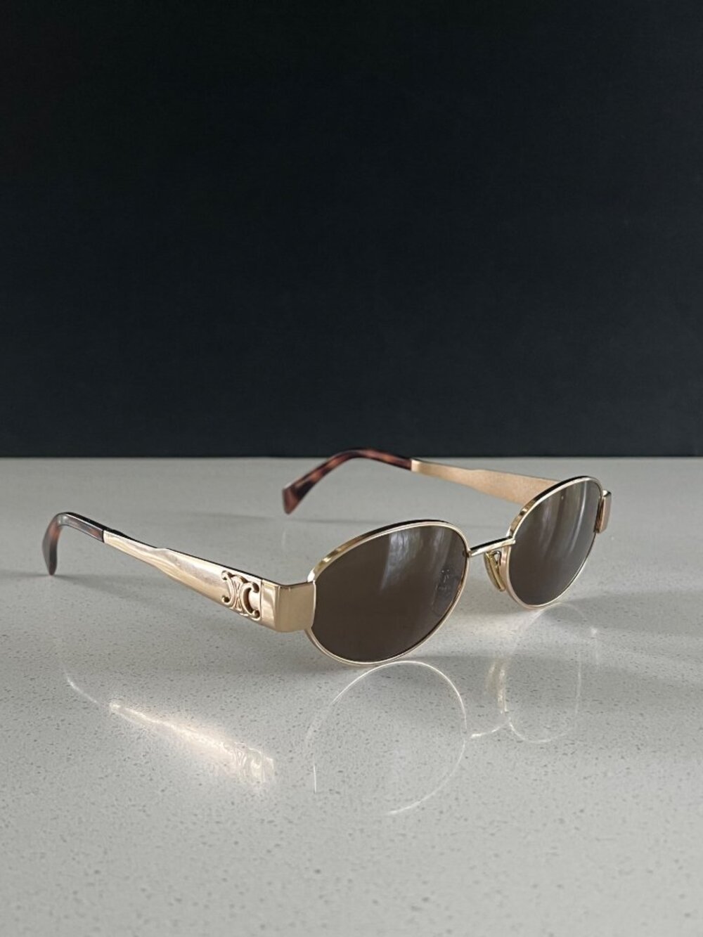 CELINE CL40235U Triomphe Metal oval light GOLD  sunglasses - Picture 5 of 12